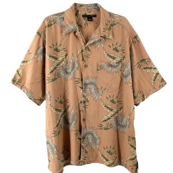 100% Silk WORKERS FOR FREEDOM Hawaiian Print Button Down Shirt Men's Size XL - Picture 1 of 7